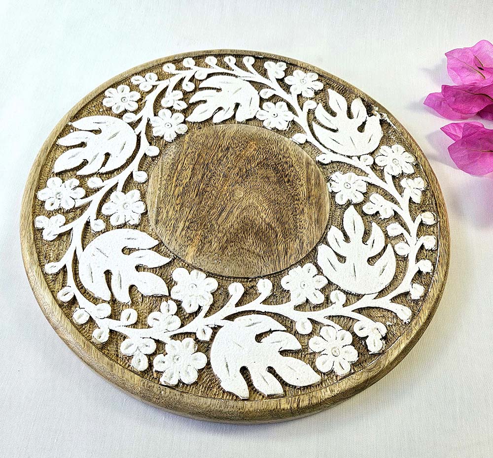 PLATO MAD TALLADA HOJAS 30 CM