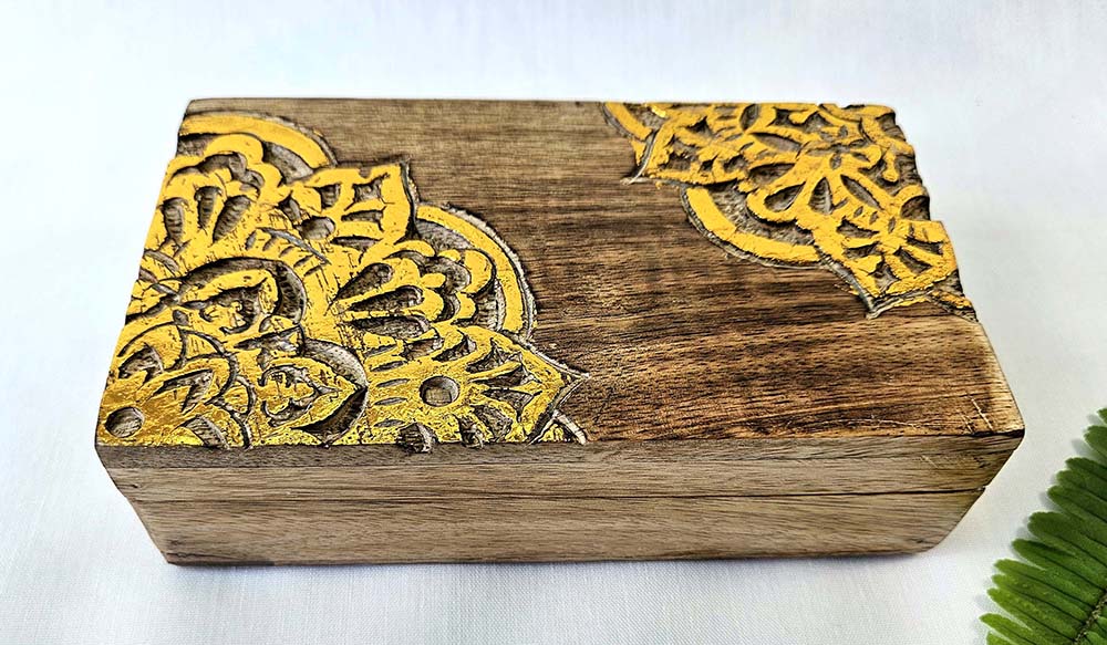 CAJA MAD TALLADA MANDALA 18X10