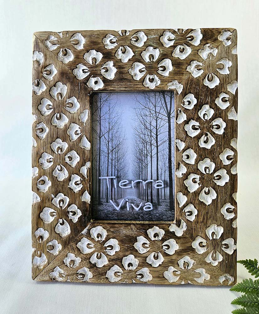 PORTAFOTO MAD TALLADA PETALOS