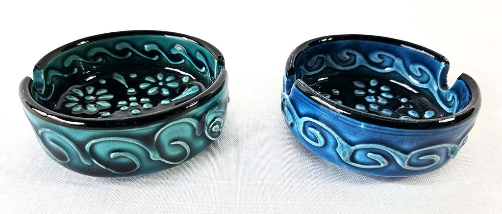 CENICERO CER FLOR AZUL 8 CM