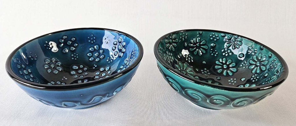 CUENCO CER FLOR AZUL M 12 CM