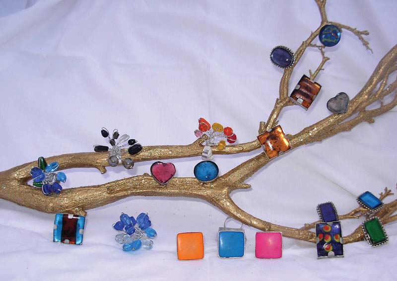 SET 10 ANILLOS VIDRIO C/MET