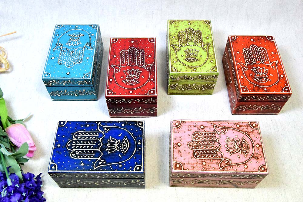 CAJA RECT HAMSA MAD COL 10X6CM