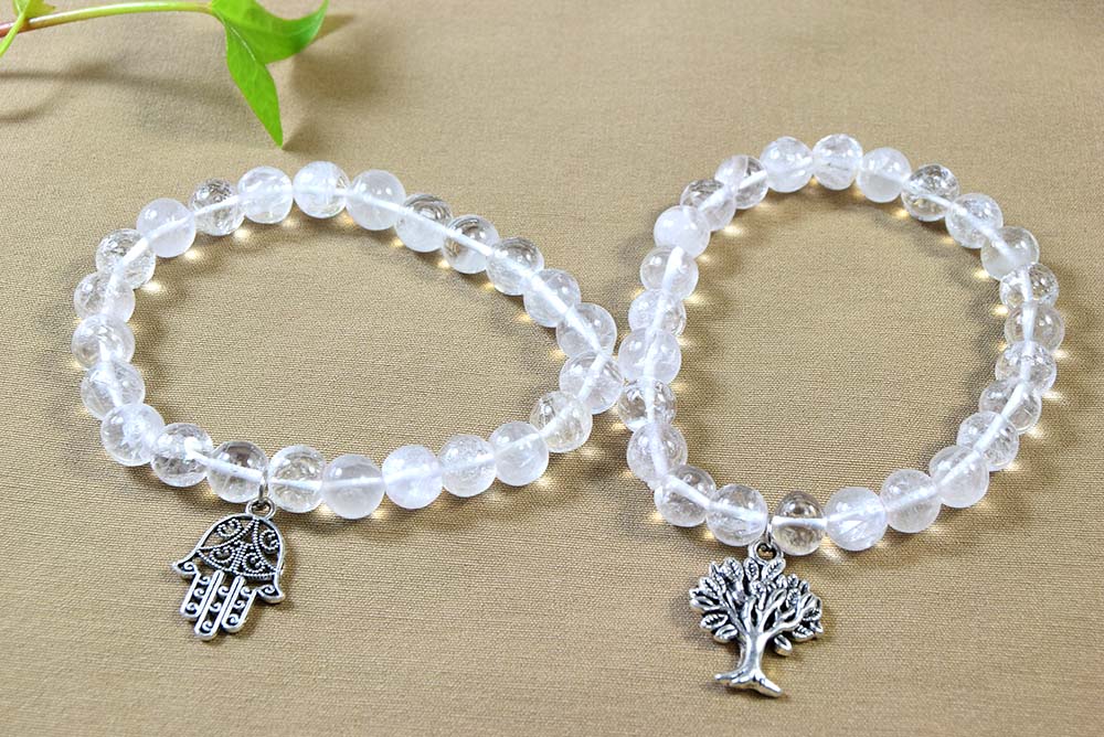 PULSERA CUARZ CRISTAL 6MM C/CH