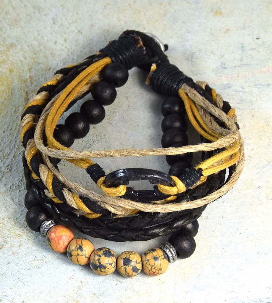 PULSERA MULTIPLE PIEL-MET 829