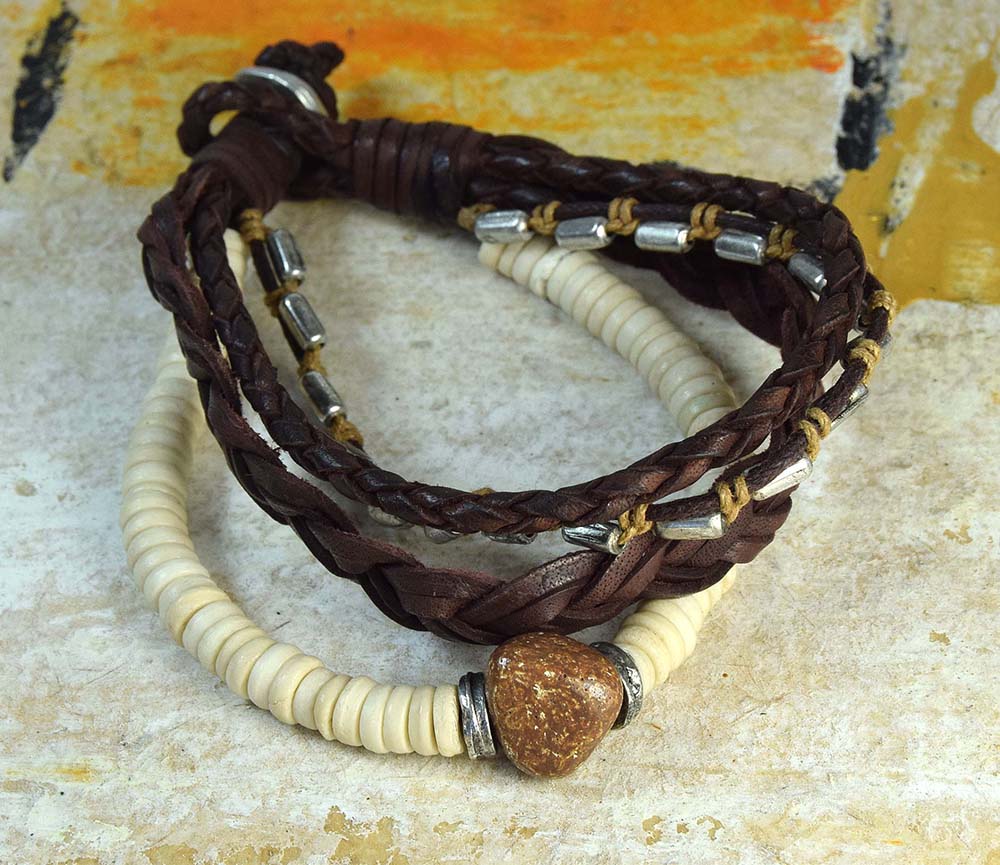 PULSERA MULTIPLE PIEL-MET 838