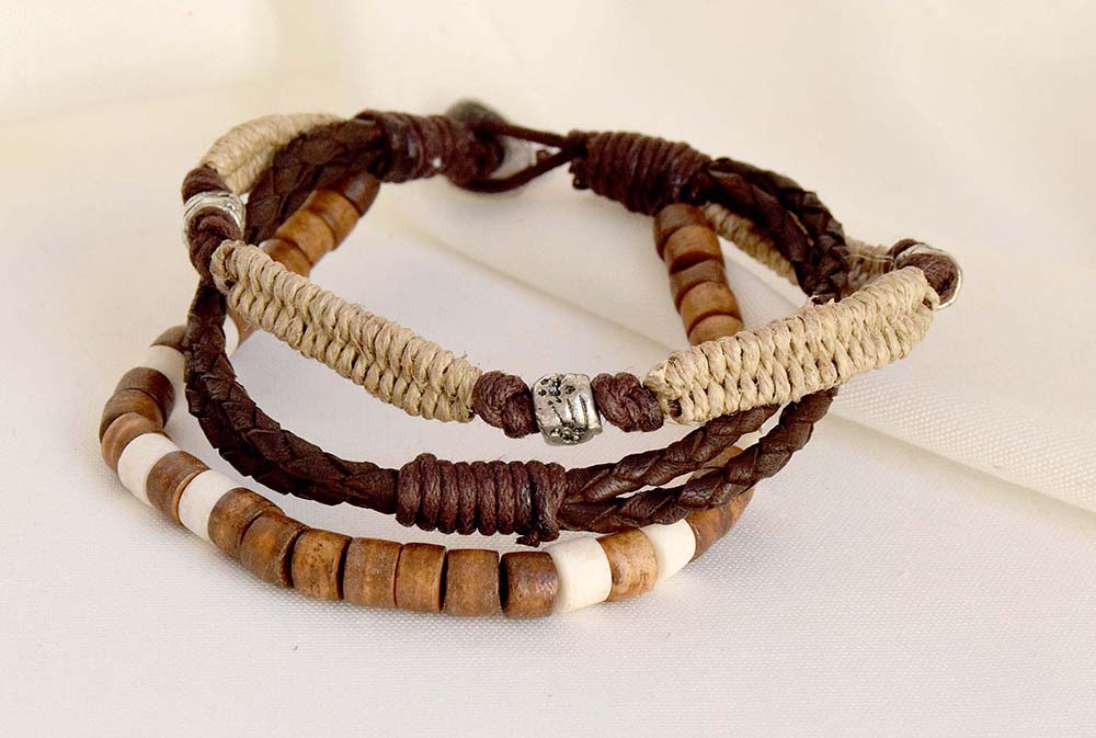 PULSERA MULTIPLE PIEL-MET 854