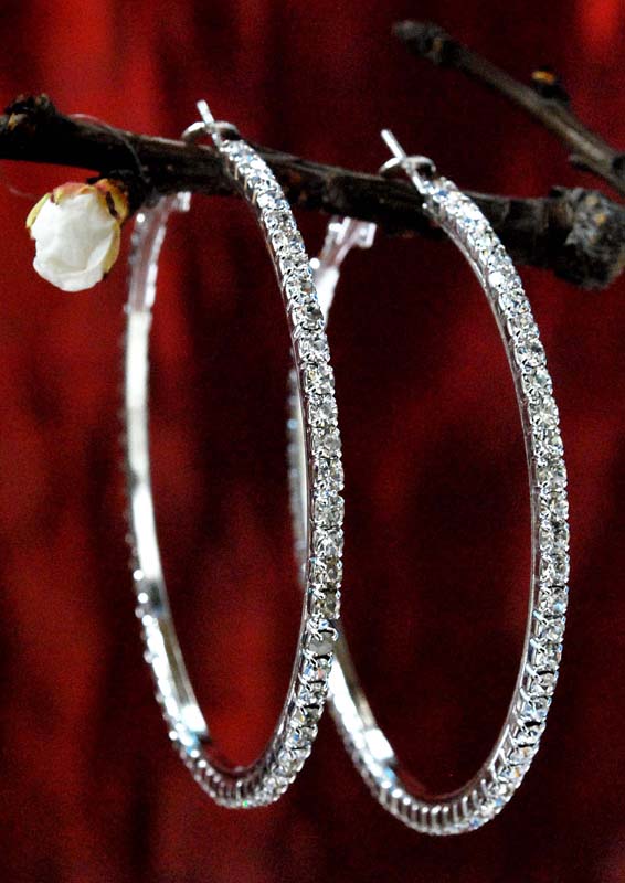 PENDIENTE ARO C/CRISTAL 6 CM