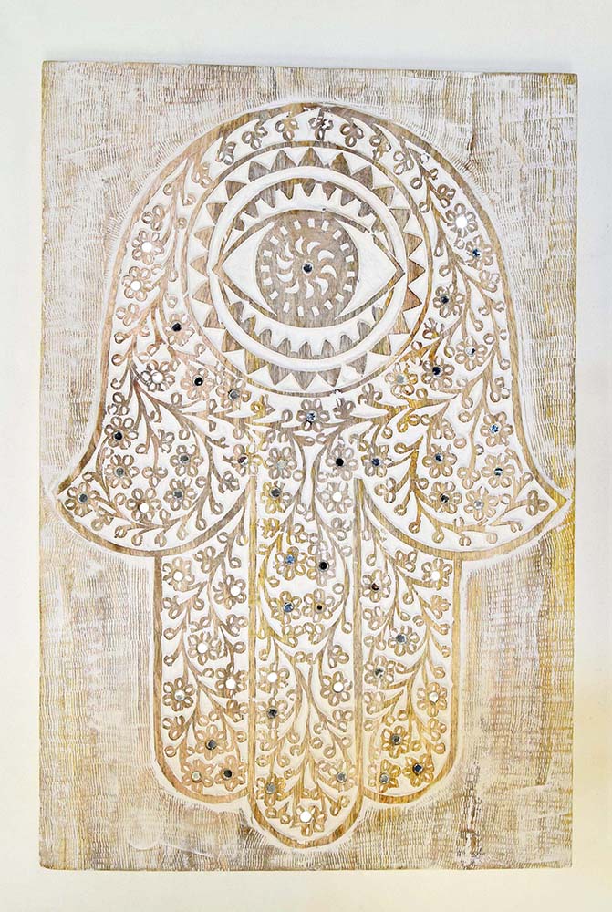 CUADRO MAD TALLADA HAMSA 60X40