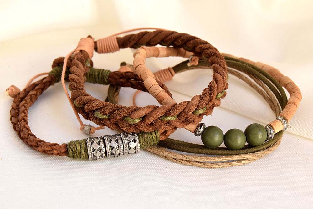 PULSERA MULTIPLE PIEL-MET 855